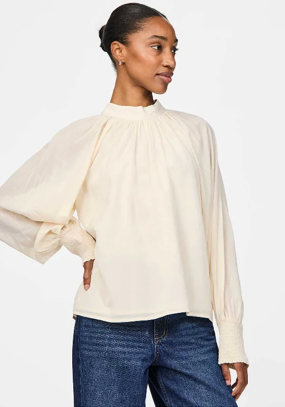 Y.A.S Rita High Neck Blouse, Cream