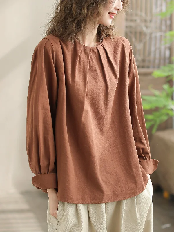 Women Spring Cotton Loose Casual Blouse