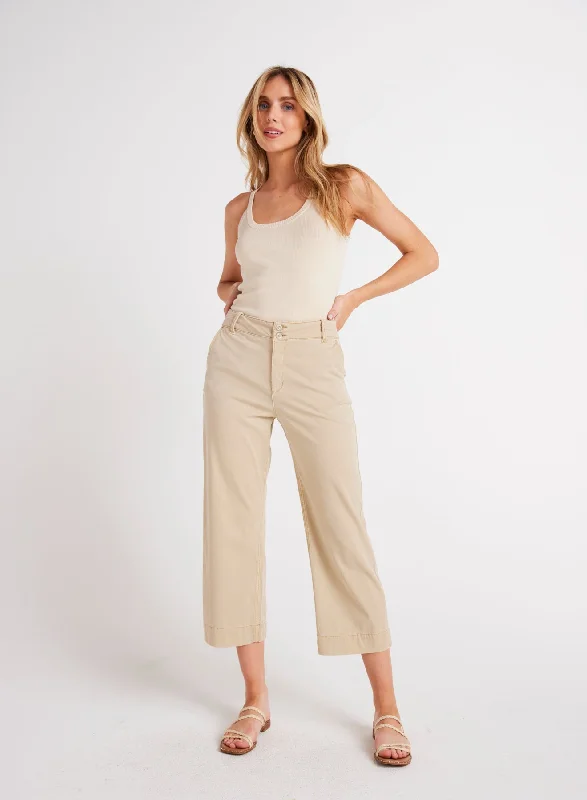 Sofia Wide Leg Crop - Seaside Khaki