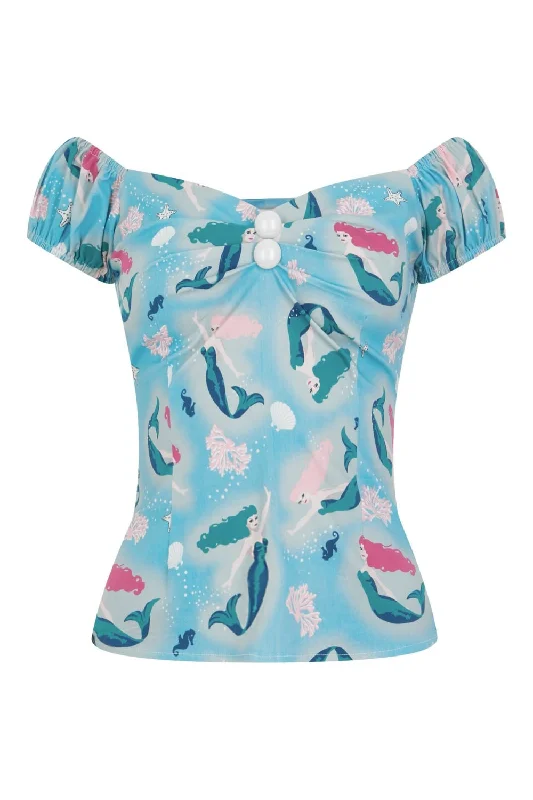 Dolores Top in Mermaid Print (XS ONLY)