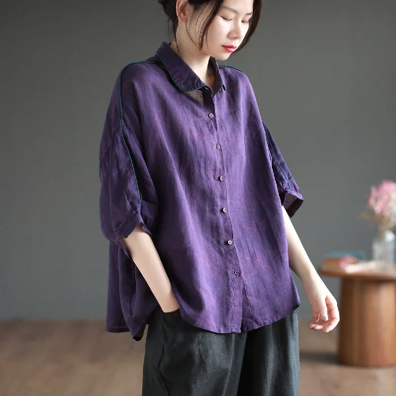 Women Summer Loose Linen Retro Blouse