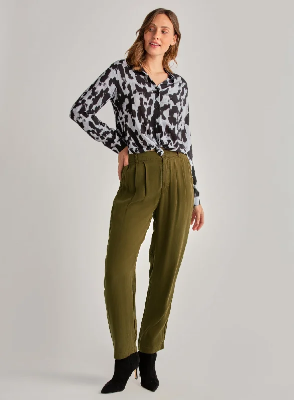 Pleat Front Trouser - Autumn Olive