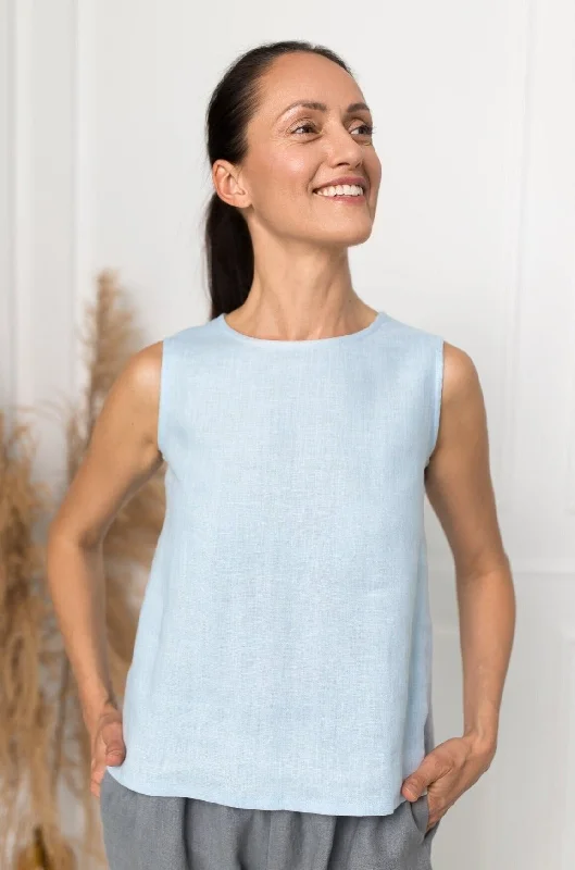 Linen Tank Top TEIDE In Sky Blue