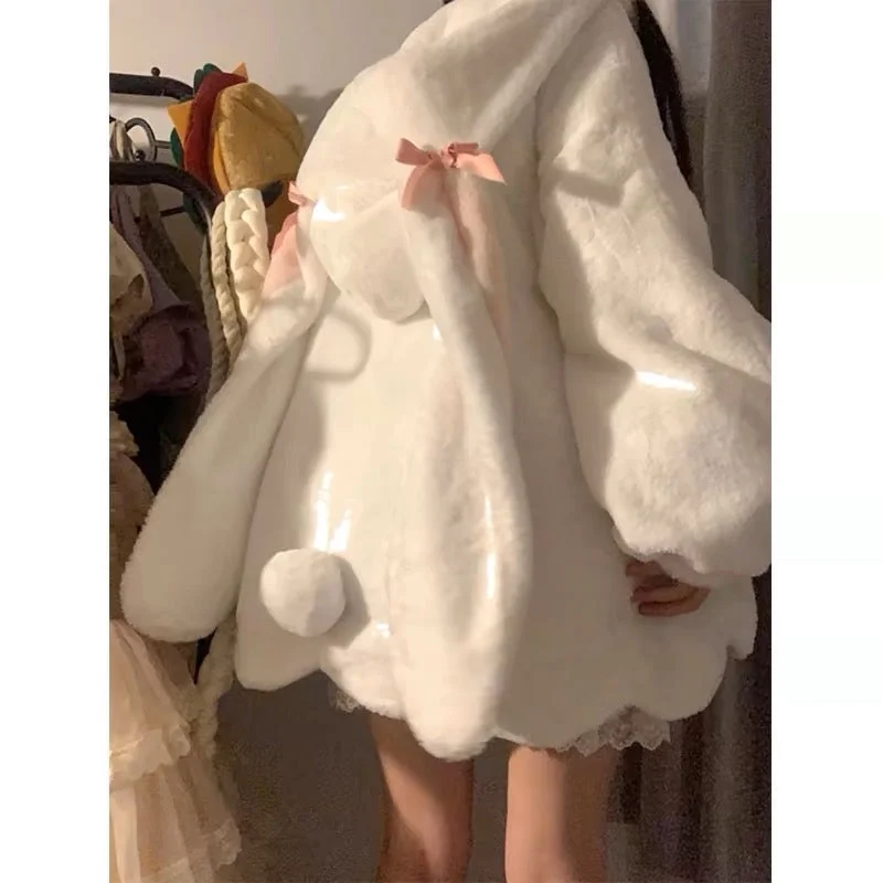 Kawaii Plush Bunny Ear Coat AD21194