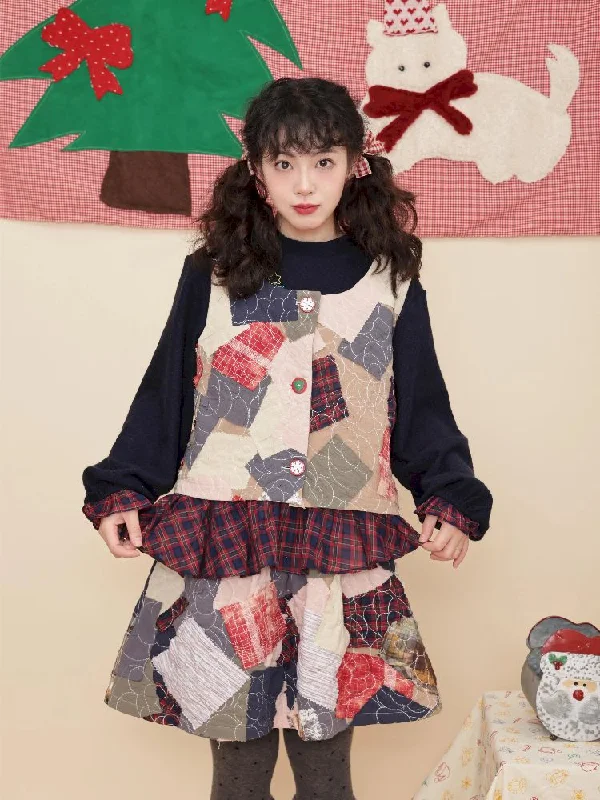 Christmas-Inspired Vest and Half-Skirt Set [S0000011197]