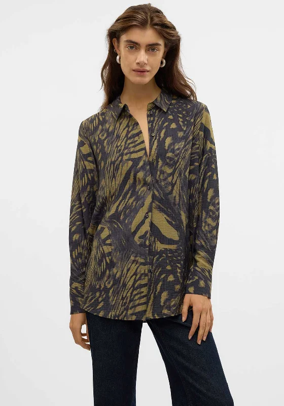 Vero Moda Joss Printed Shirt, Black and Green