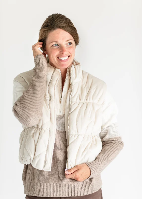 Cream Velour Quilted Vest - FINAL SALE