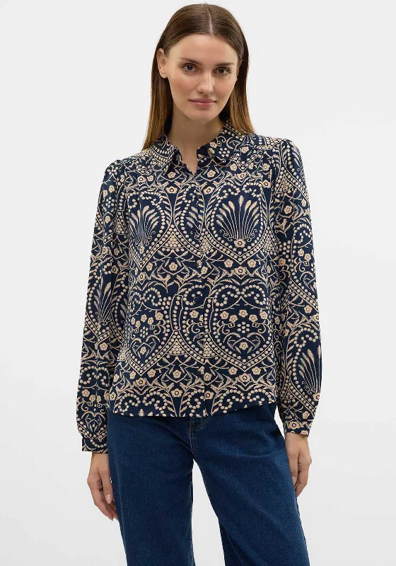 Vero Moda Vilja Floral Patterned Shirt, Navy