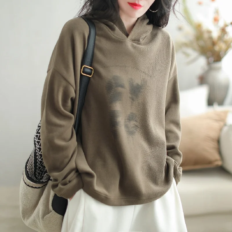 Autumn Casual Minimalist Print Loose Hoodie