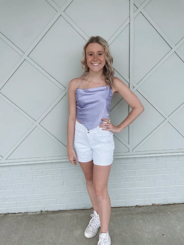 Lilac Satin Tie Crop