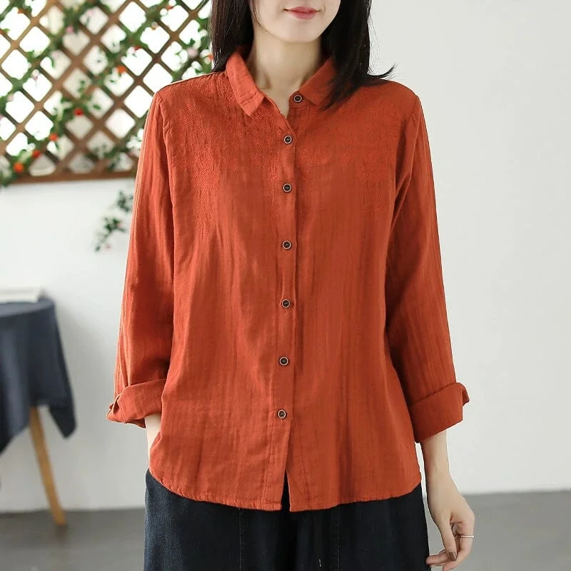 Autumn Retro Casual Loose Cotton Blouse