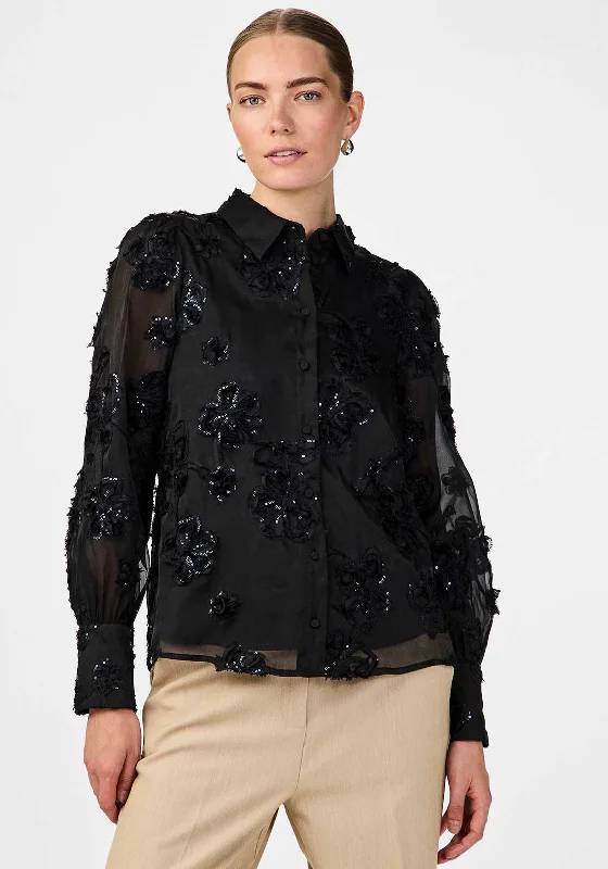 Y.A.S. Frima Floral Sequin Embellished Shirt, Black