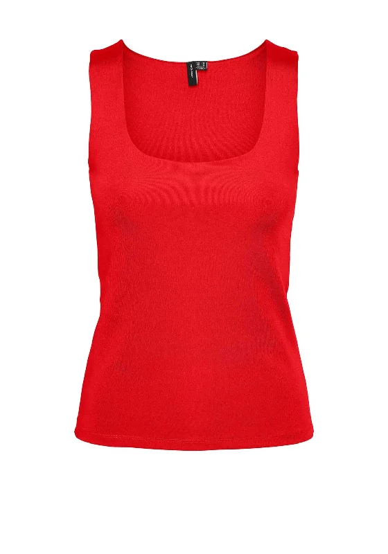 Vero Moda Million 2-Way Square Neck Top, Red