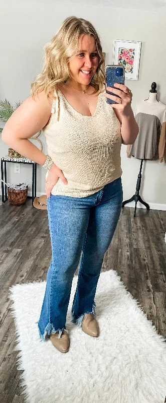 Tie shoulder knit top