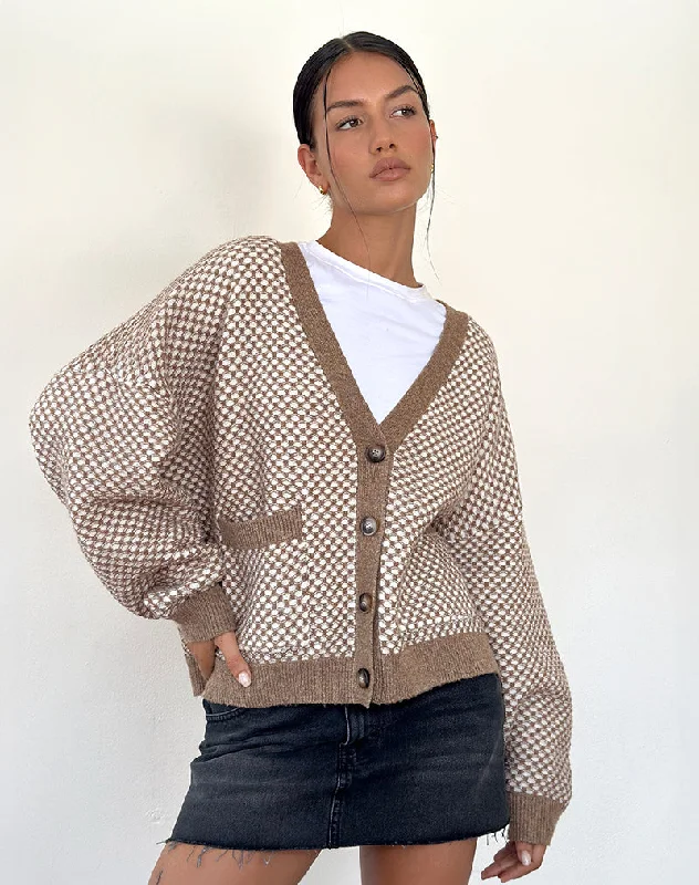 Danov Cardigan in Brown Gingham