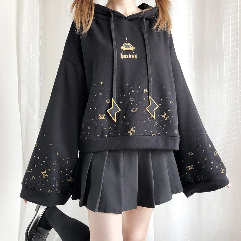 “ROAMING STARRY SKY" TRUMPET SLEEVE HOODIE BY23246