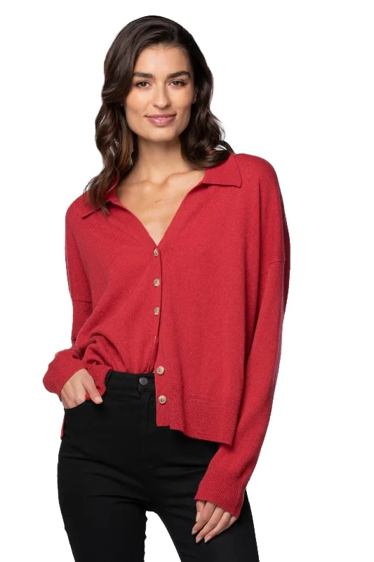 Rose Washable Cashmere Collared Cardigan