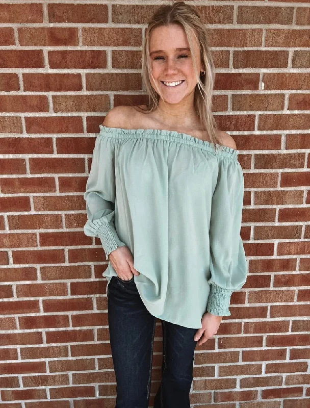 Ruched Off-The -Shoulder Blouse