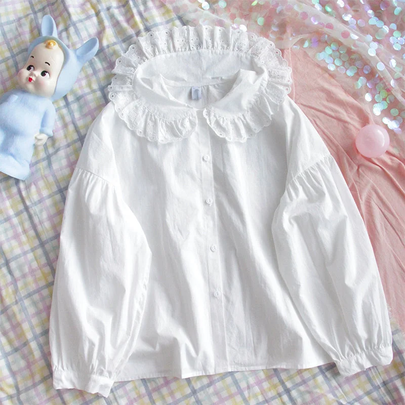 CUTE DOLL COLLAR BEAR EMBROIDERY SHIRT BY22373