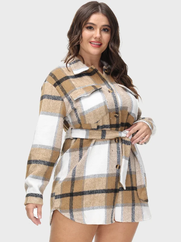 Vintage Plaid Tied Tweed Coat Dress