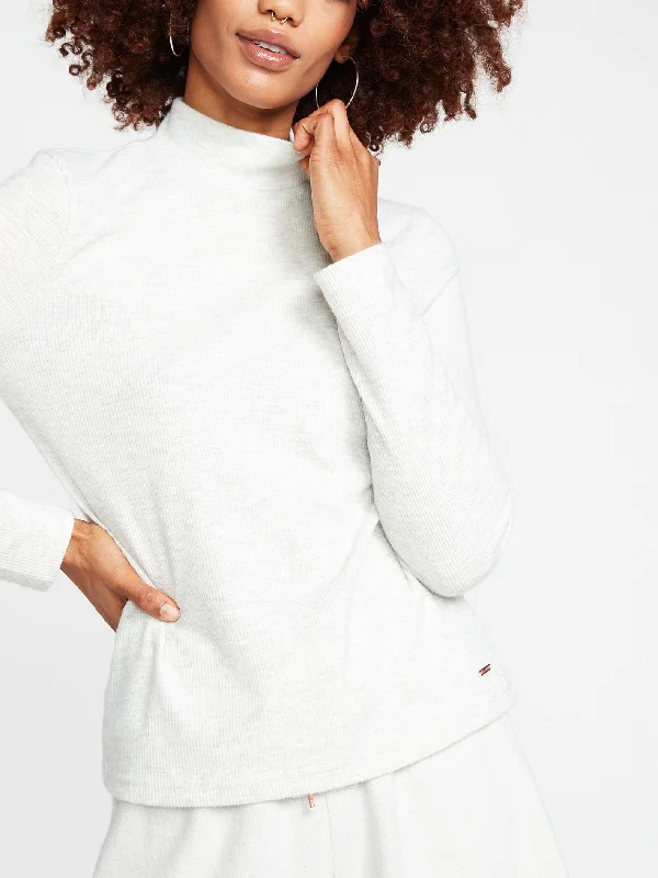 Lived In Lounge Rib Long Sleeve Top - Light Grey