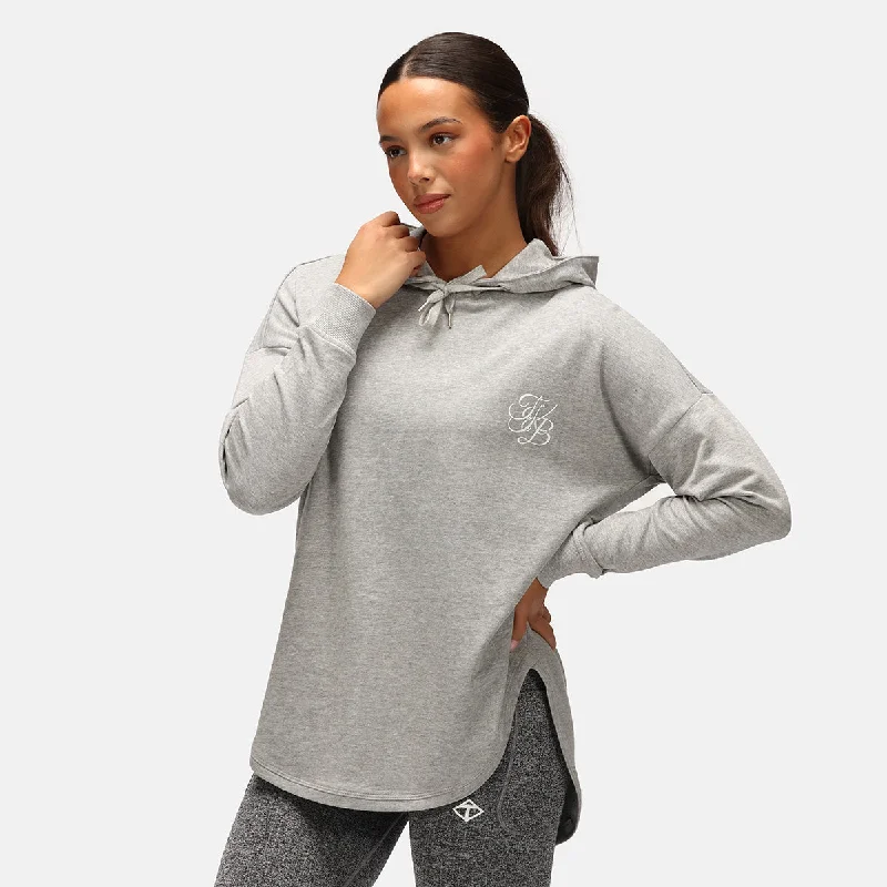 TKB Grey Curved Hem Hoodie