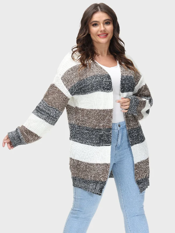 Vintage Casual Colorblock Knit Cardigan